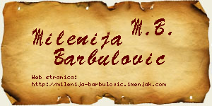 Milenija Barbulović vizit kartica
